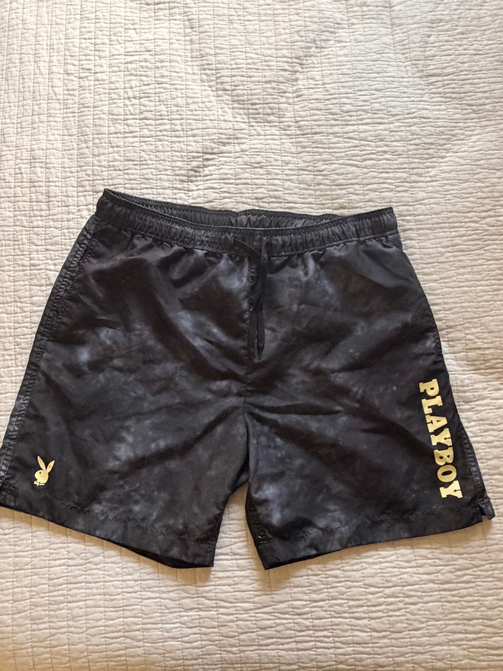 PLAYBOY Black Swim Trunks with Gold Logo